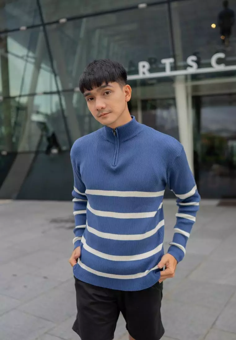 Kale Dickson Blue / Sweater Rajut Lengan Panjang Pria premium berbahan dasar cotton wool