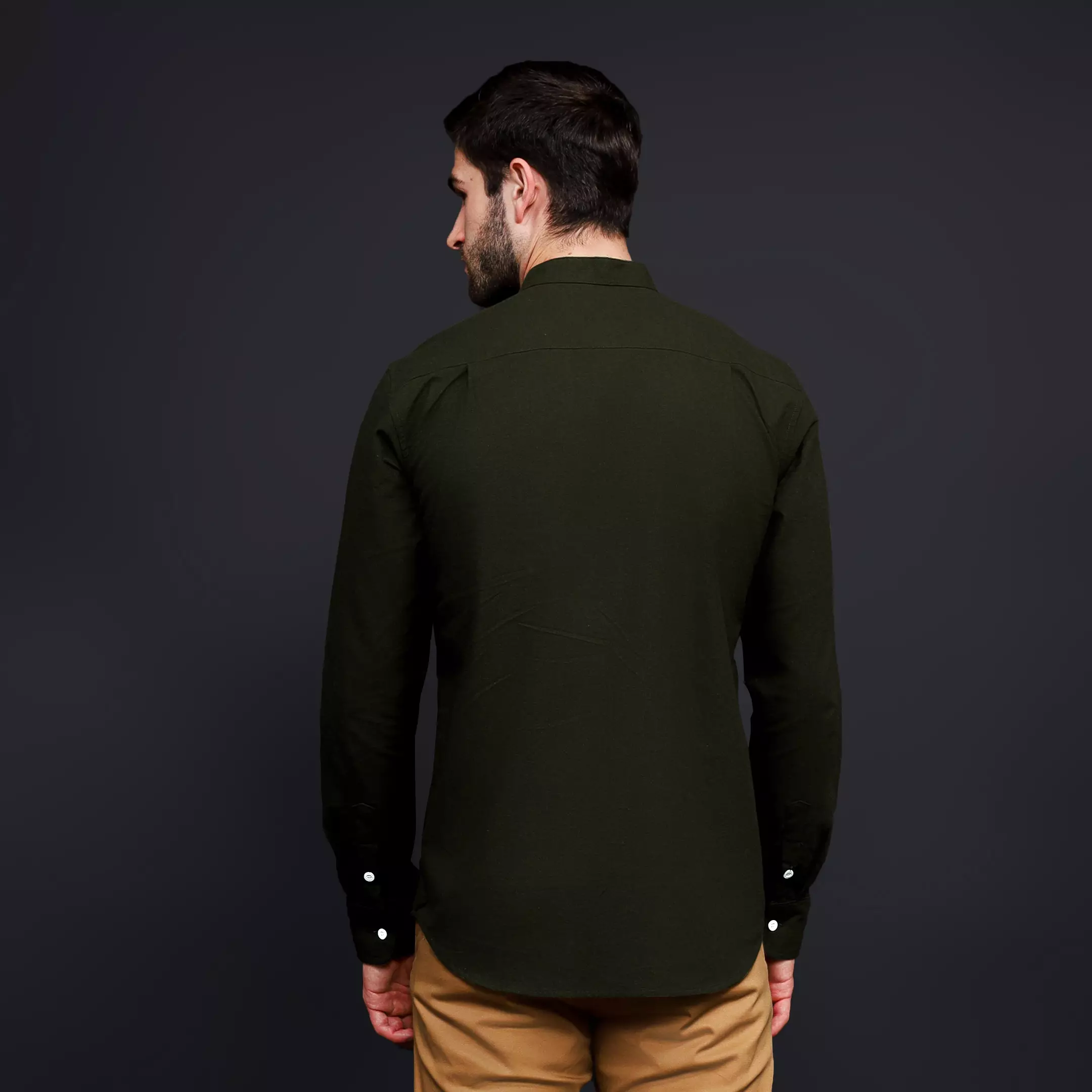 Kemeja Flanel Pria Panjang Polos Olive