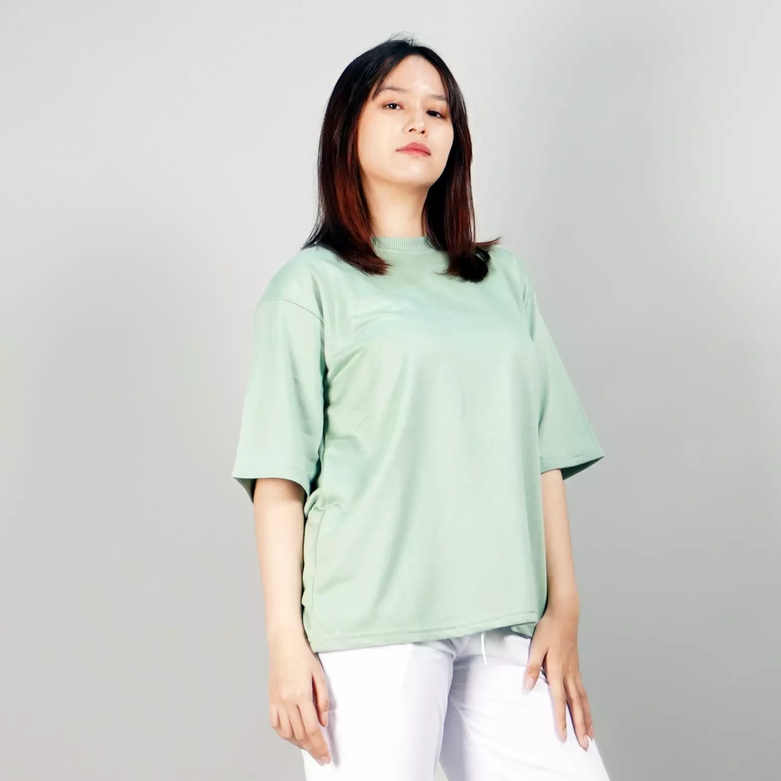 GEORGIE Kaos Wanita Lengan Pendek Kaos Polos Lengan Pendek TShirt Wanita - MINT