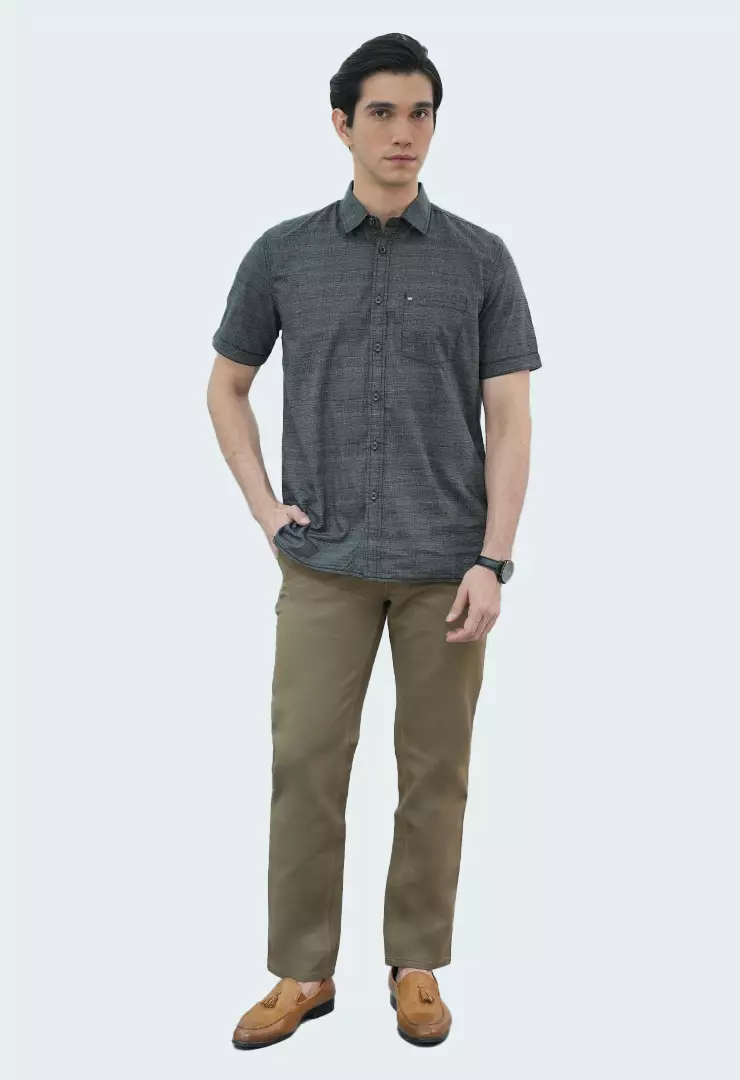 LGS - Kemeja Casual - Single Pocket - Full Corak - Abu - CSH.272.S570.1323.C