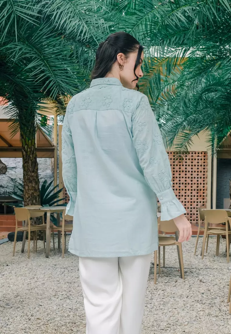 Urban Exchange Indira Green Tunik - Atasan Kemeja Tunik Hijau Warna Hijau