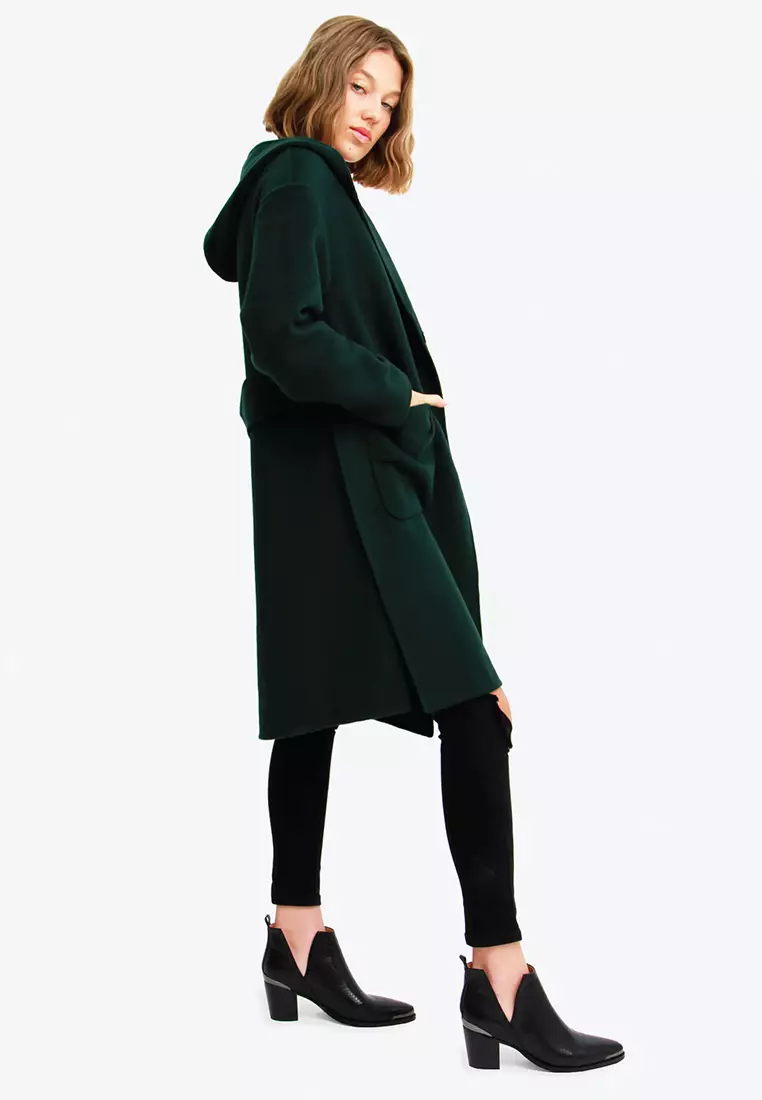 Buy Belle & Bloom Walk This Way Wool Blend Hooded Coat in green 2024 Online