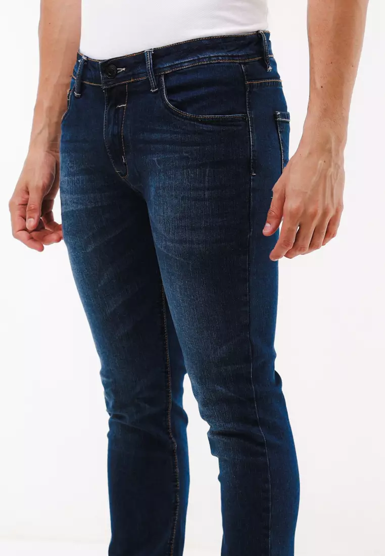 Denim Long Pants Slim Tapered Fit Stretch