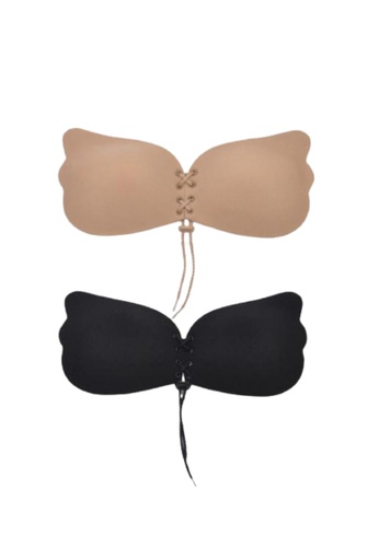 Kiss & Tell black and beige 2 Pack Butterfly Seamless Bra in Nude and Black 71BA6US1EC5303GS_1