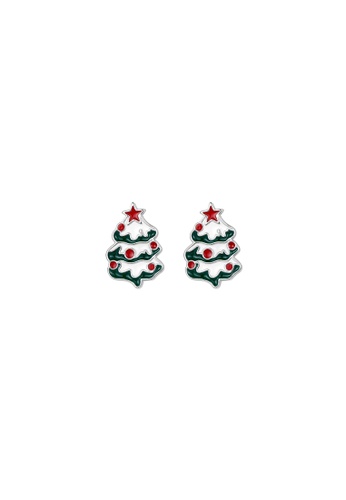 ZITIQUE silver Women's Christmas Tree Oil Drip Earrings - Silver C8B7BAC8825B83GS_1