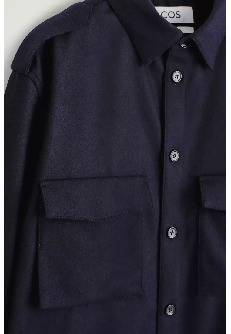 BUTTON-DOWN COLLAR WOOL SHIRT