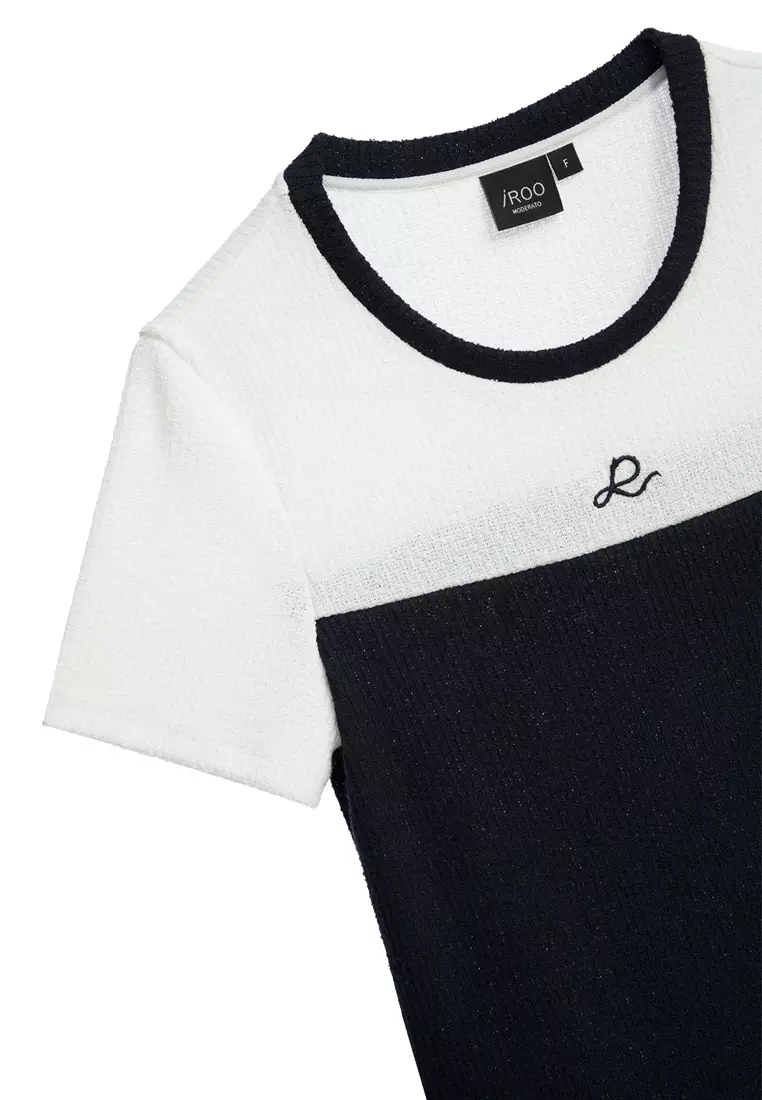 Short Sleeve Colour Block Knit Top