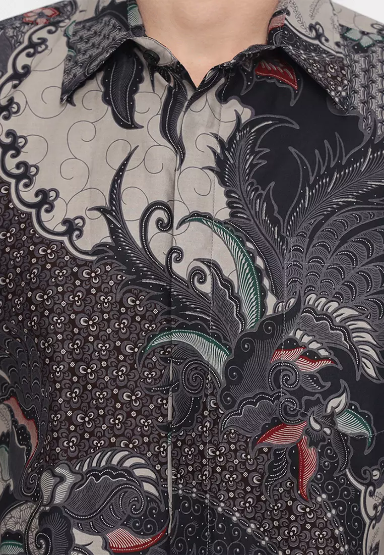 Kemeja Batik Pria Slimfit Adiwijaya - Grey