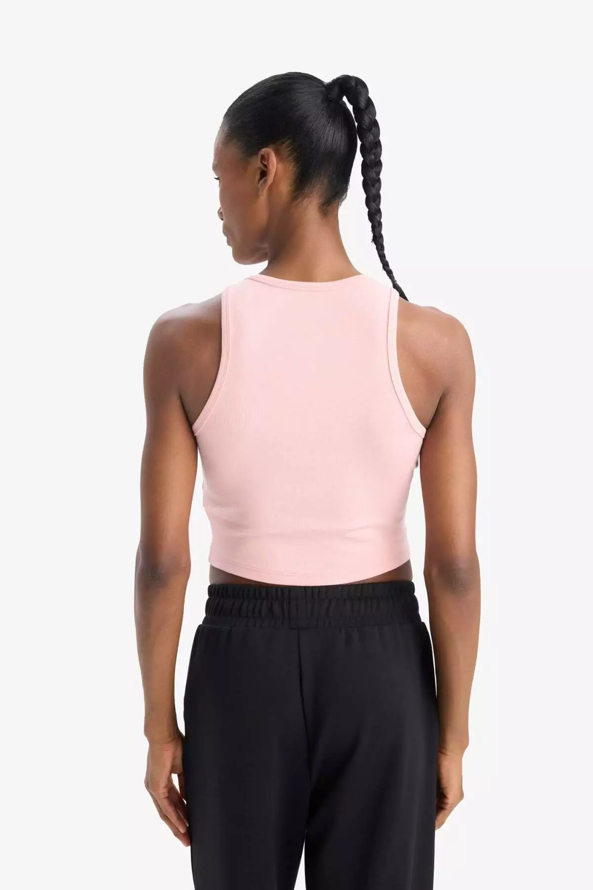 Defactofit Crop Printed Crew Neck Ribbed Sports Tank Top D9039Ax25Sp