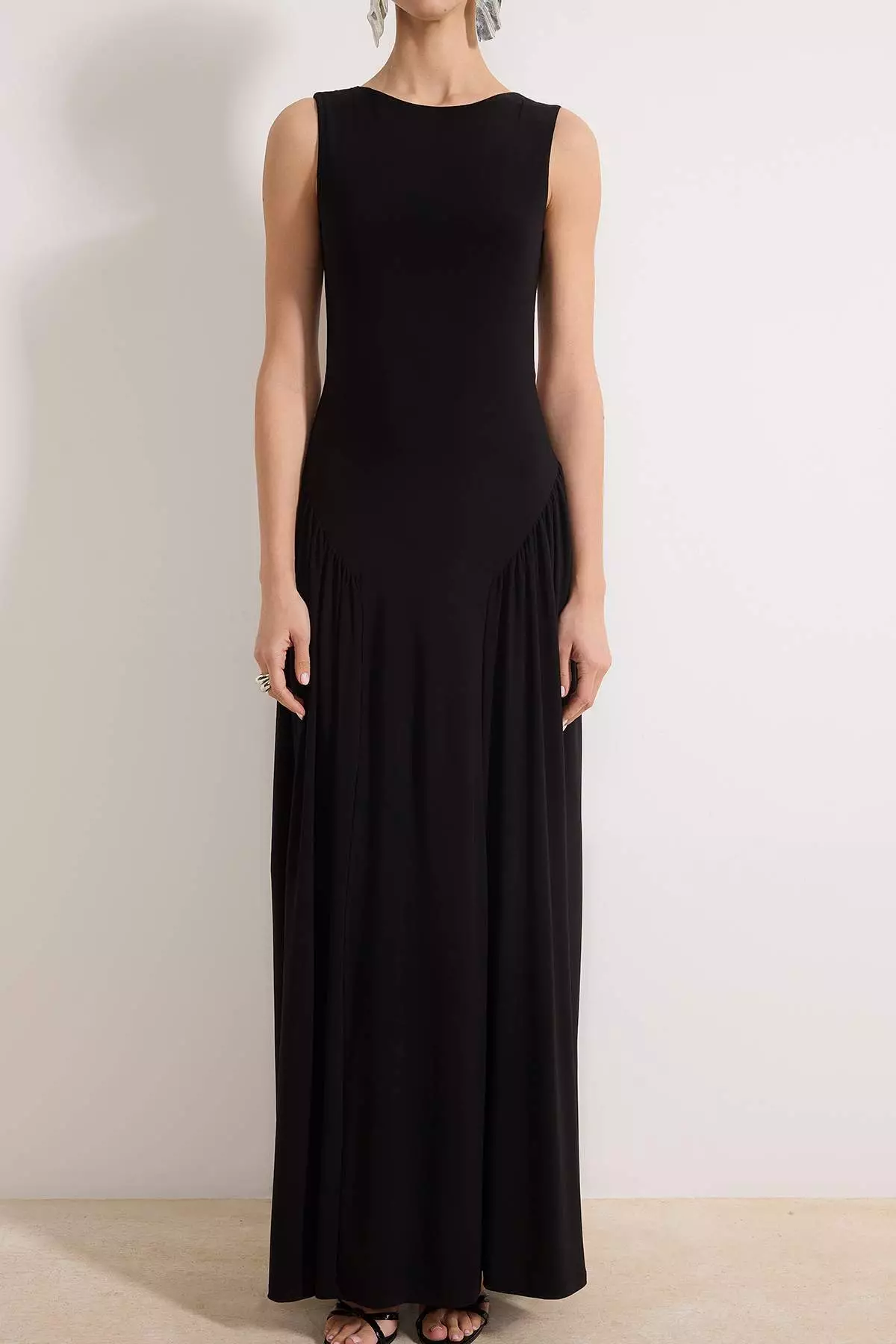 Black Back Detailed Knitted Maxi Evening Dress & Graduation Dress Tprss26Ae3