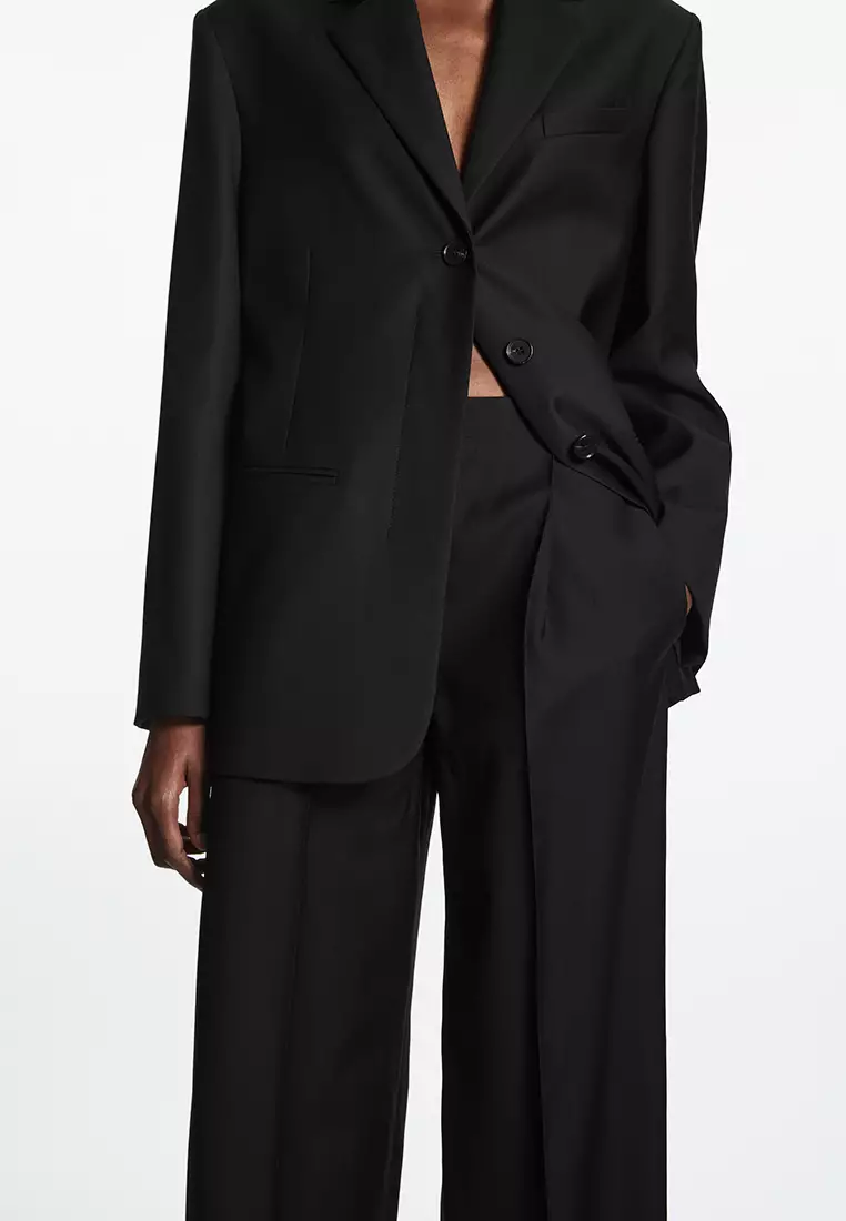 Pleated Wide-Leg Wool Trousers