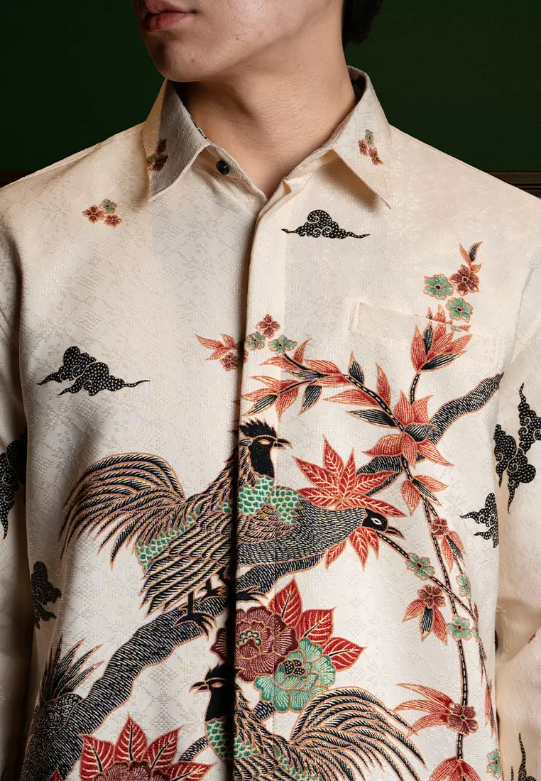 Enzy Batik Exclusive Kemeja Batik Pria Pusaka - Krem