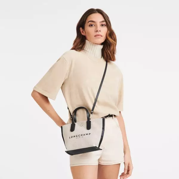 Longchamp-Ecru Xs Canvas Essential