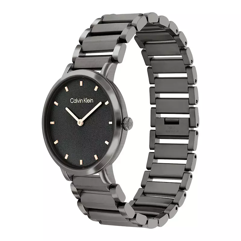 Jam Tangan Wanita Calvin Klein Open Link 25200088 Ladies Grey Dial Gunmetal Stainless Steel Strap