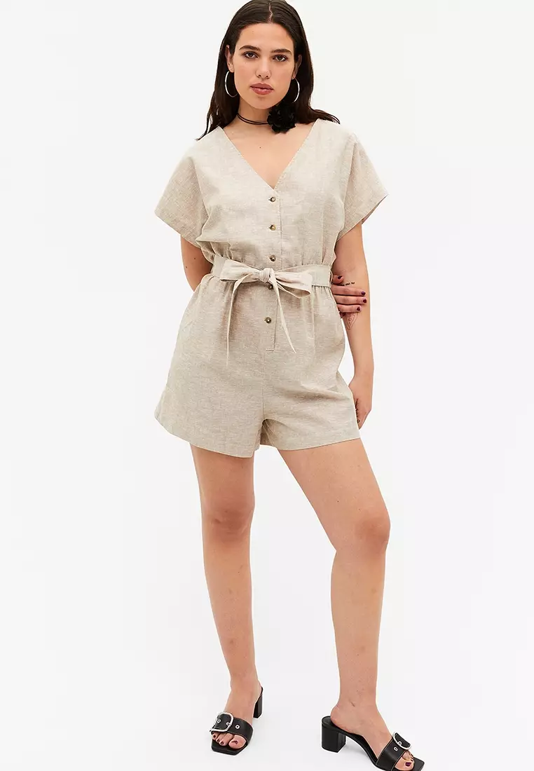 Monki linen clearance jumpsuit