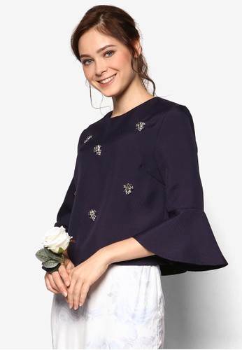 Bridesmaid Embellished Flare Cuff Top