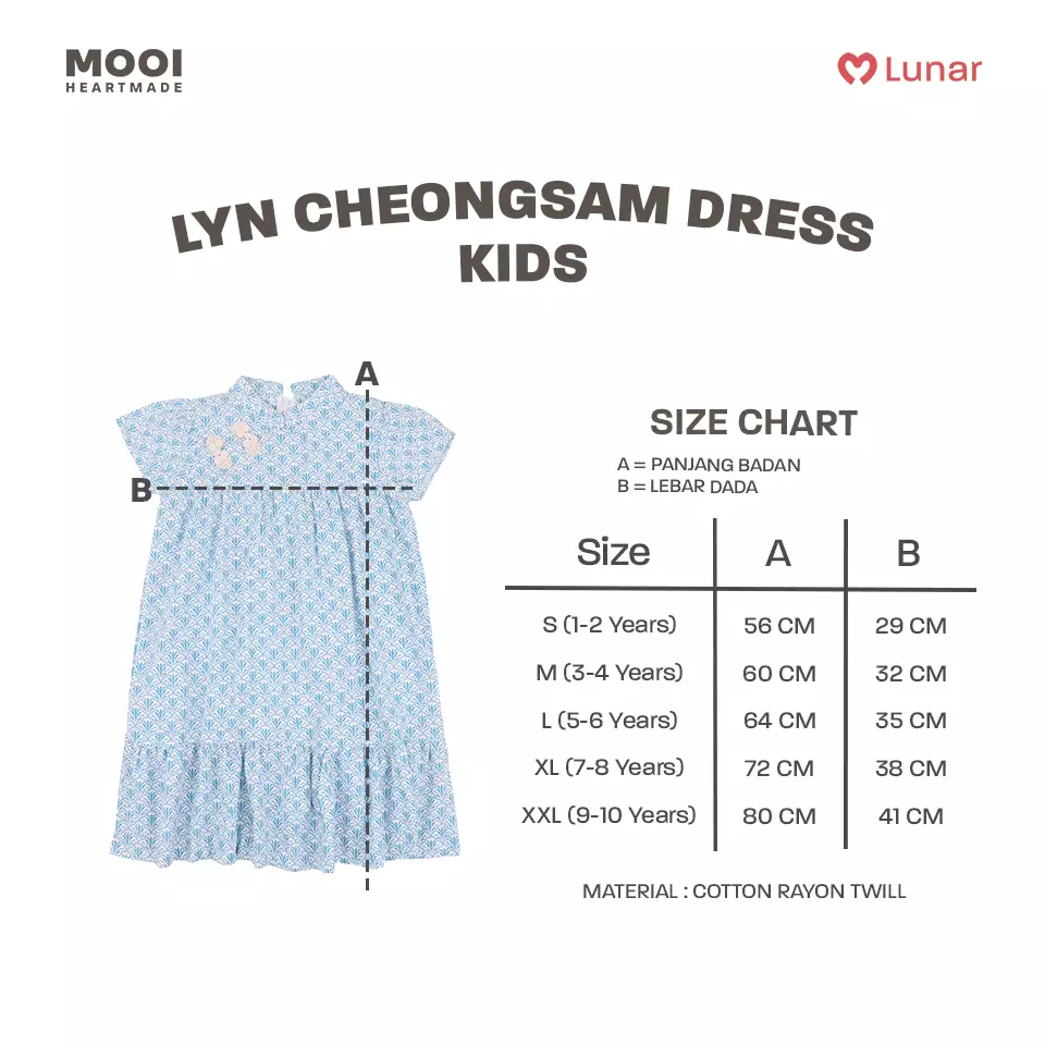Mooi Dress Anak Perempuan Lunar Collection Lyn Cheongsam Dress - Blue