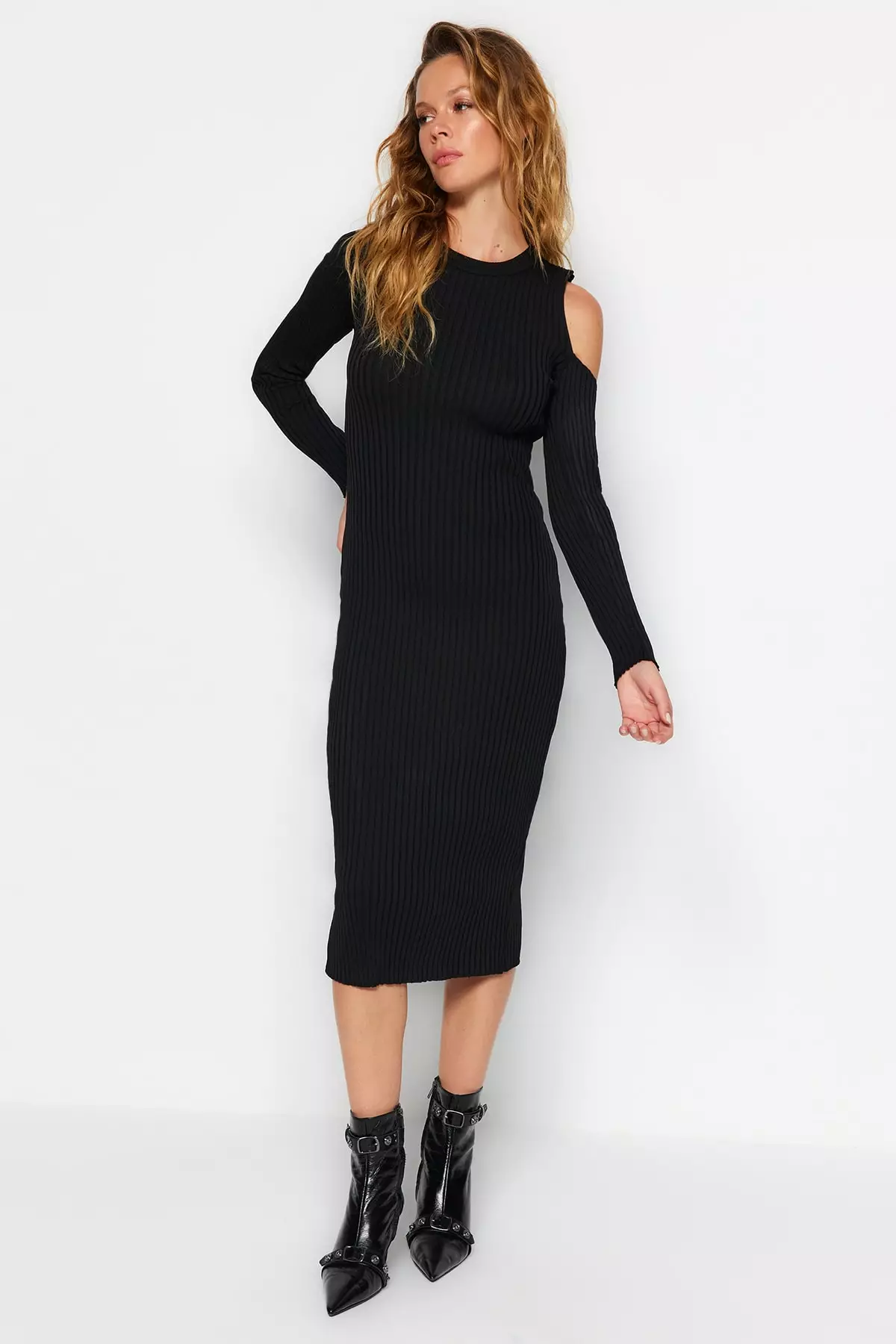 Black Midi Dress - Jersey Knit Midi Dress - Cutout Bodycon Dress - Lulus