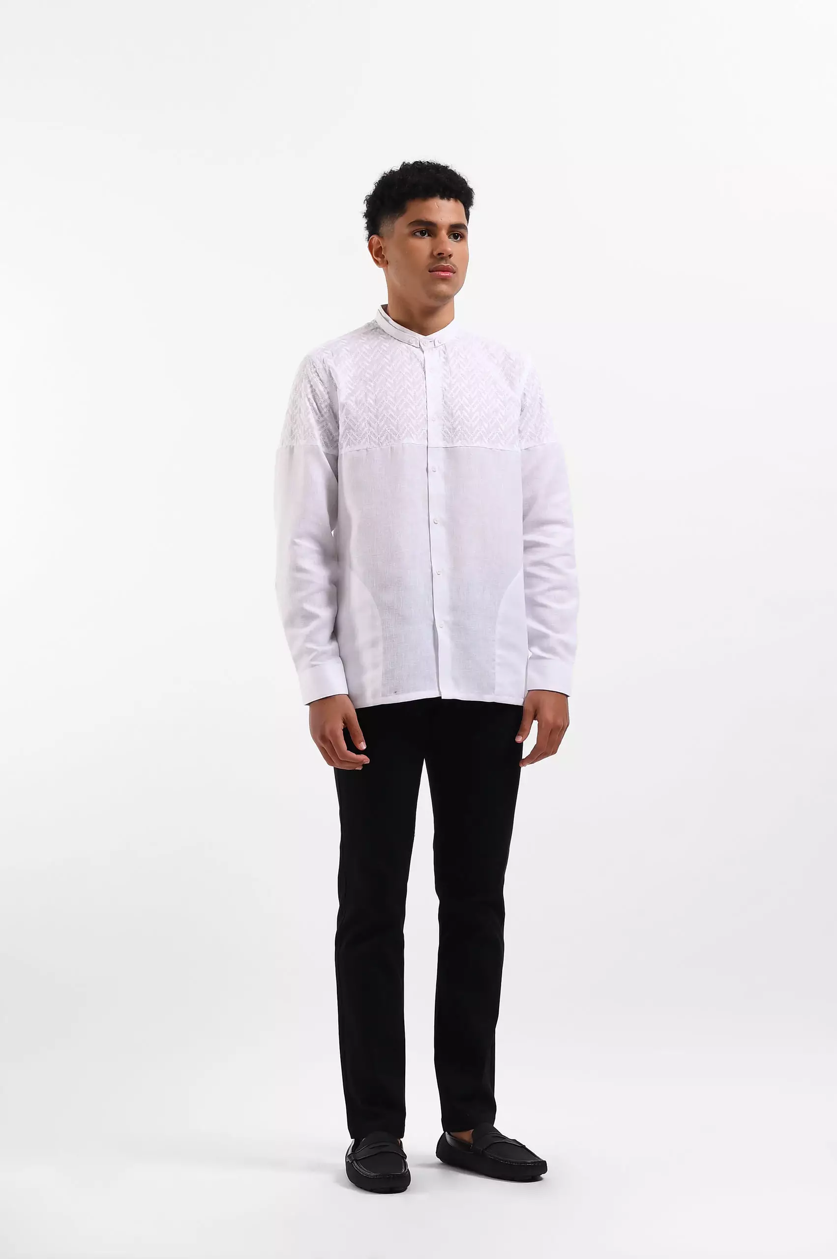 MANZONE Kemeja koko  Lengan Panjang Pria SAUQI - WHITE