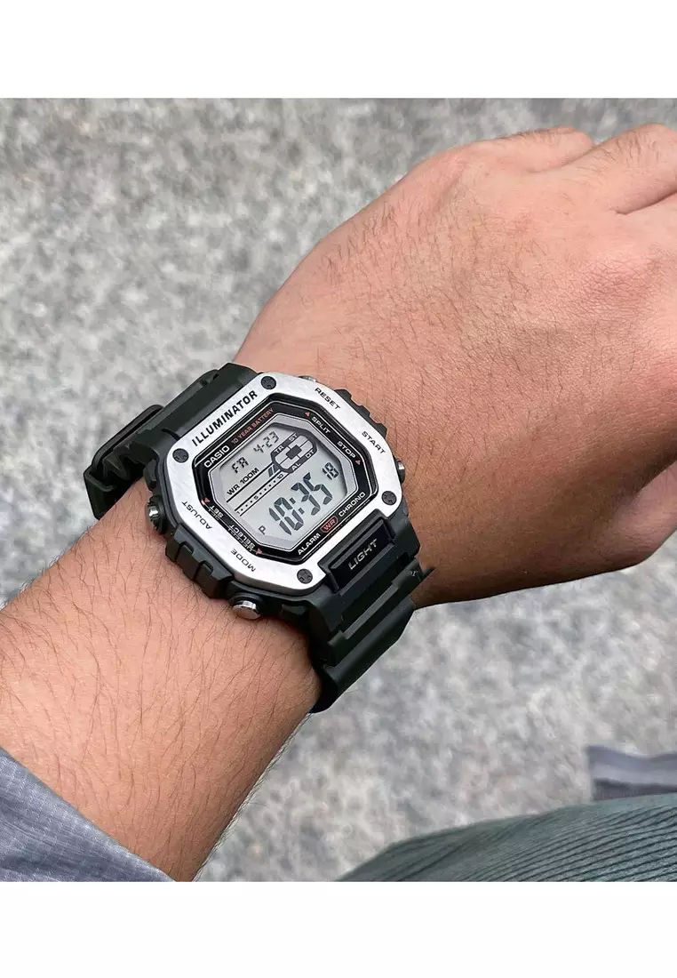 Casio MWD110H-3AV Men's Illuminator Watch - Green Resin, 10-Year Battery, 100M WR, Alarm, Chronograph - New With Box