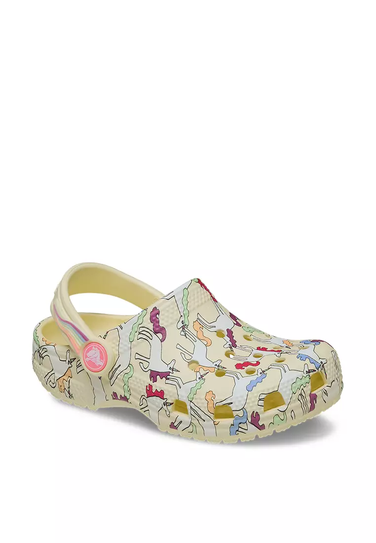 Crocs Toddlers Classic Unicorn Graphic Clog Yellow Light