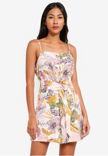 Floral Print Tie Waist Beach Dress