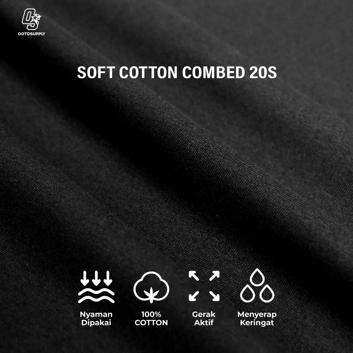 OOTDSUPPLY Tshirt Boxyfit Curveline Royal Heritage Black Cream l Tshirt Oversize Boxyfit Unisex Royal Series | Kaos Double List Premium Pria dan Wanita | OS-OVZ-CVL-BLC-001