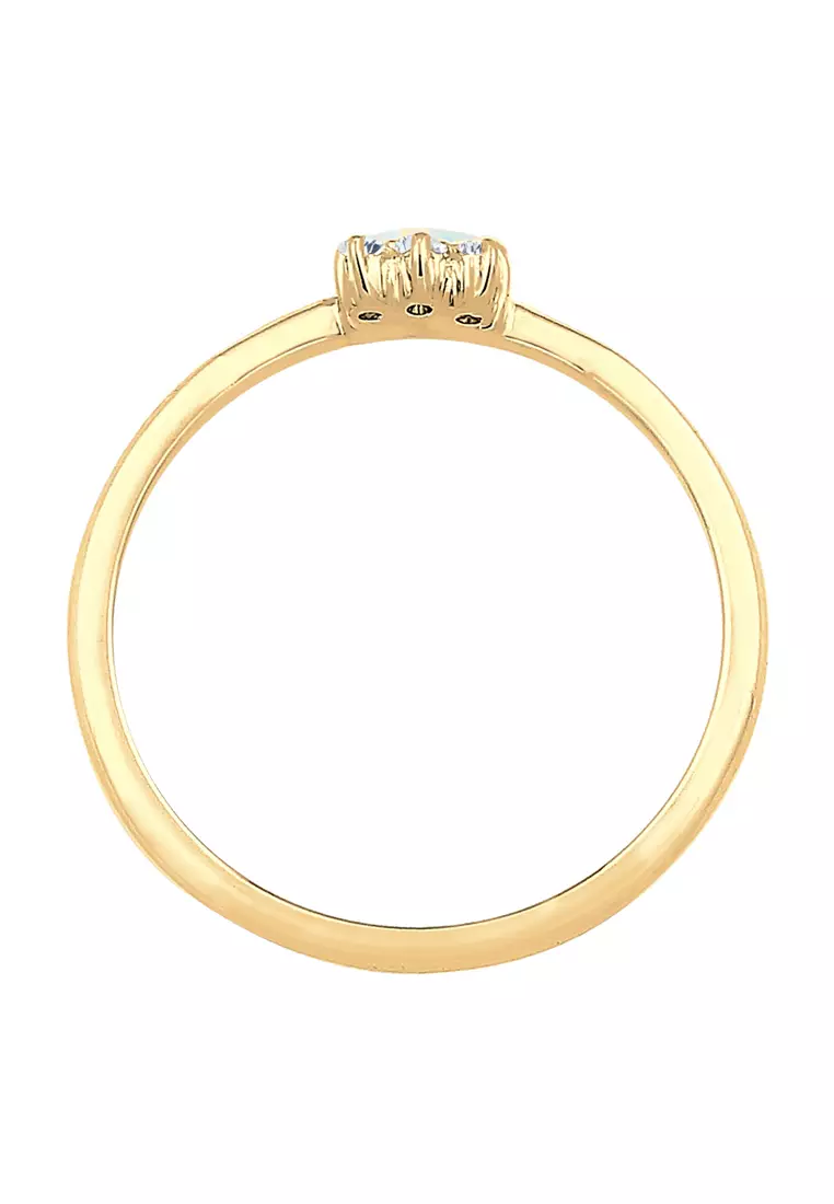 Ring Vintage Opal Zirconia Stone Gold Plated