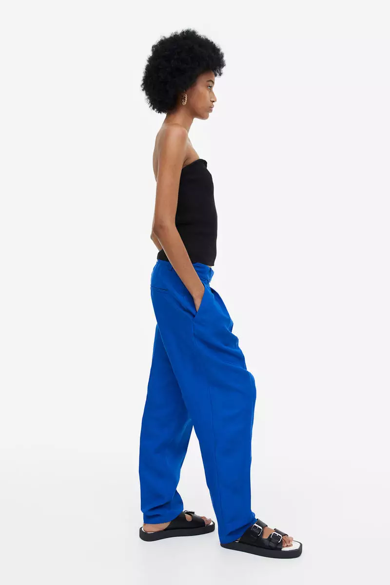 Tapered linen-blend trousers