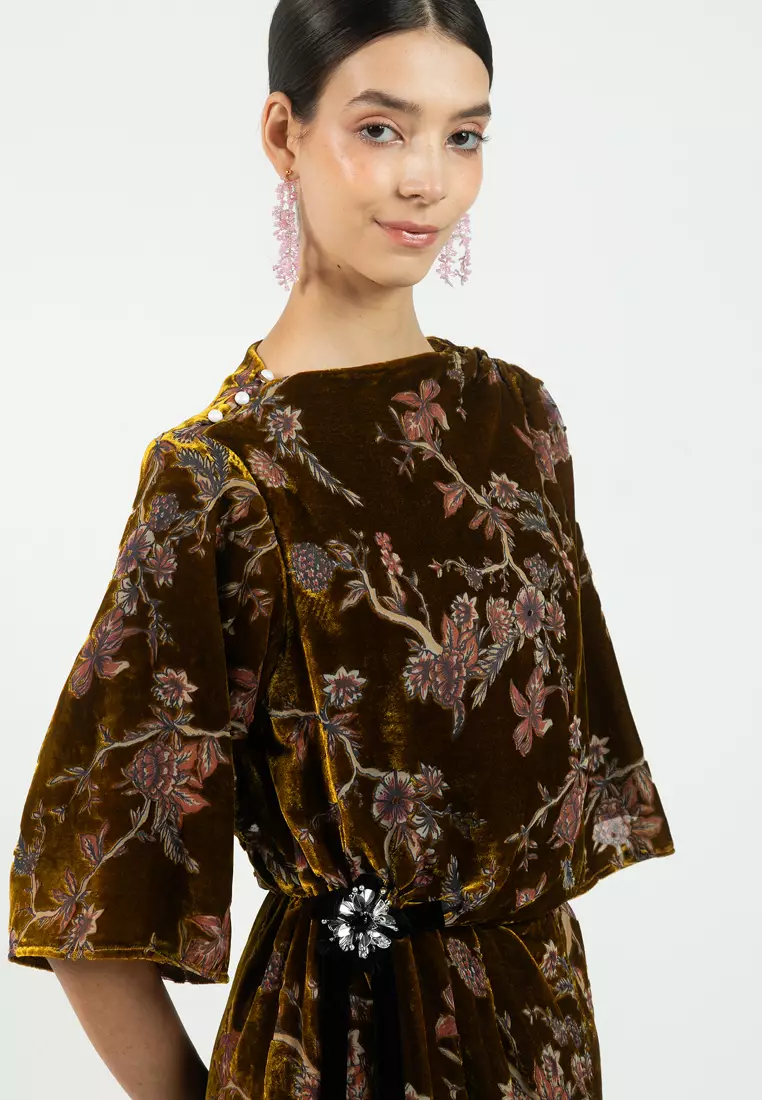 Ayu Draped Velvet Dress