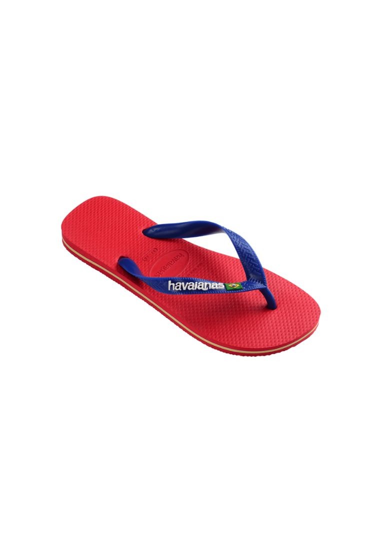 Unisex Brasil Logo Flip Flops - Ruby Red/Ruby Red