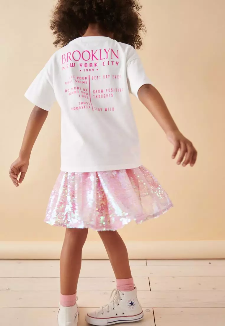 Buy NEXT Glitterball Graphic T-Shirt and Sequin Skirt Set 2025