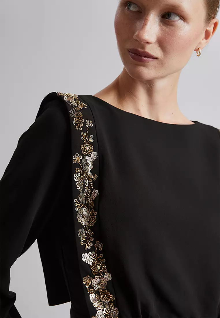 Sequin-Embroidered Mini Dress