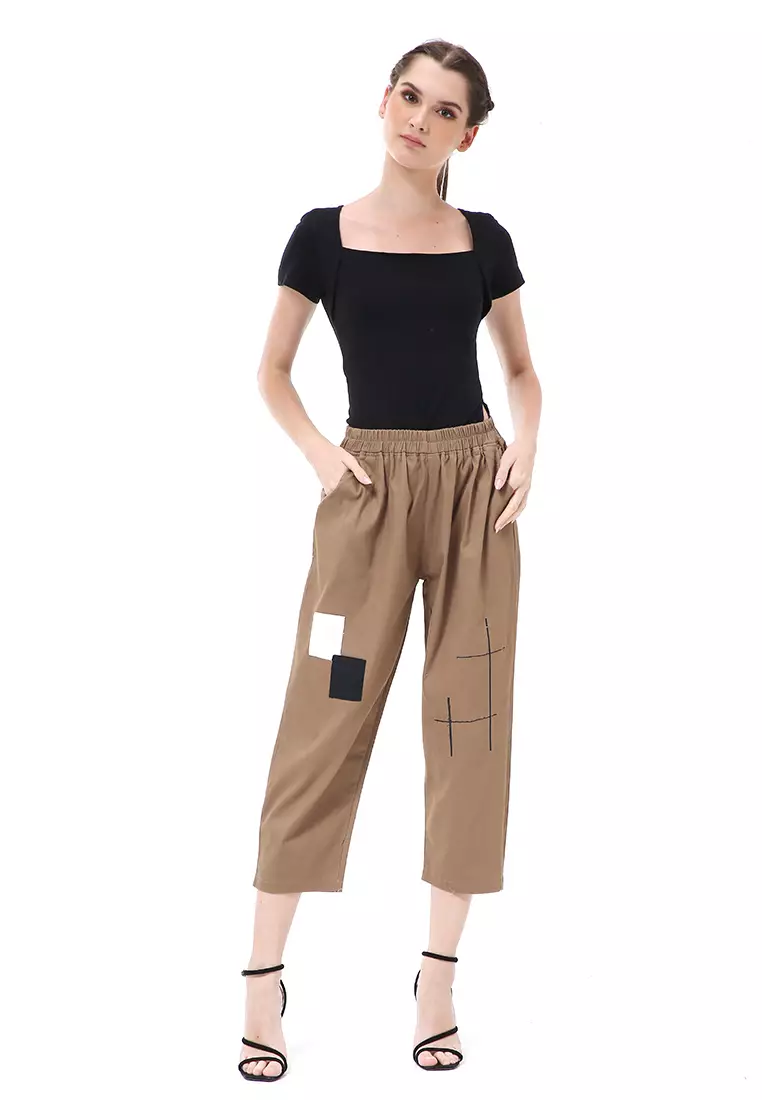 Stella Celana Panjang Wanita Casual Long Pants Korean Style Material Cotton Twill ORIGINAL - Mocca