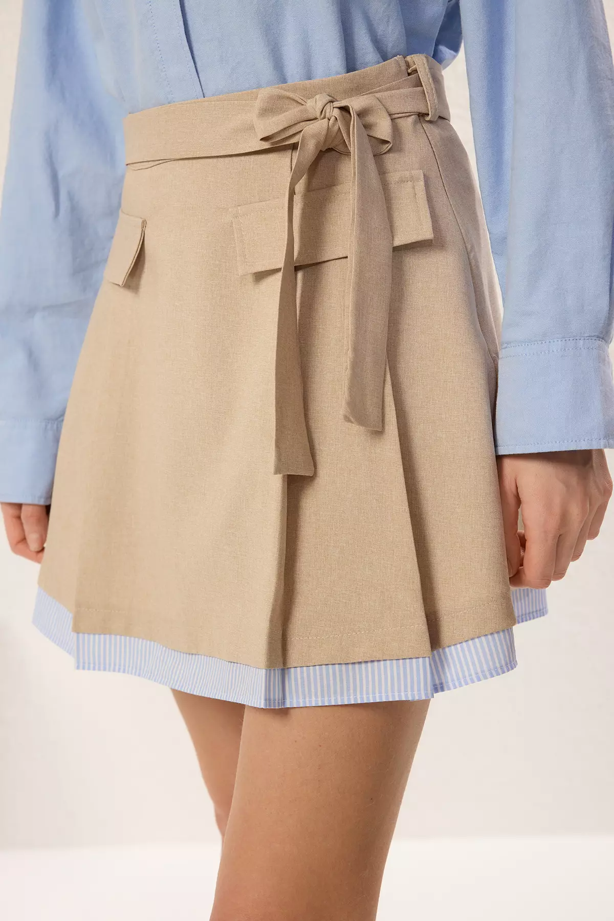 AND MARY Bibi pleats mini skirt ベージュ　S ANDMARY】Bibi pleats mini skirt