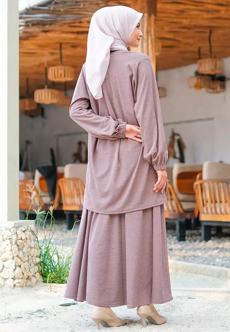 JV Hasanah Set Rok Baju Kurung Corduroy Millo | Setelan Rok Kaos Jumbo Millo