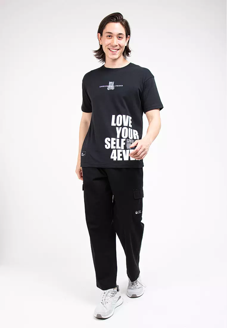 Forest Boxy Cut Graphic Tee Crew Neck Short Sleeve T Shirt Men | Oversized Shirt Men - 621296-01Black