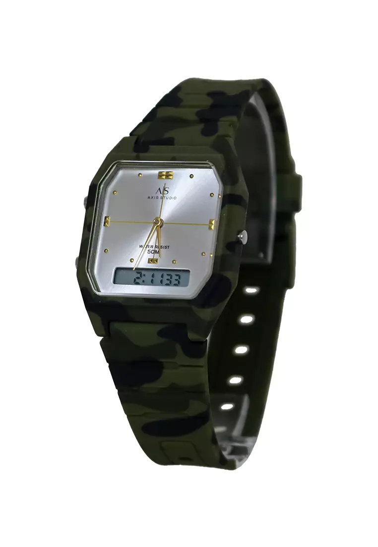 Axis Blake Camouflage Green Analog Digital Resin Unisex Watch AP3374-2503