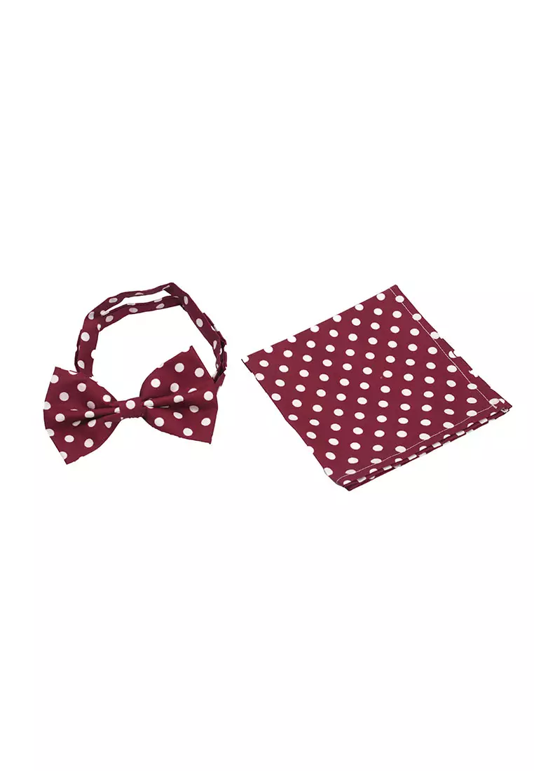 Houseofcuff Dasi Kupu Bowtie Pocket Square Saputangan Magenta Polka A40