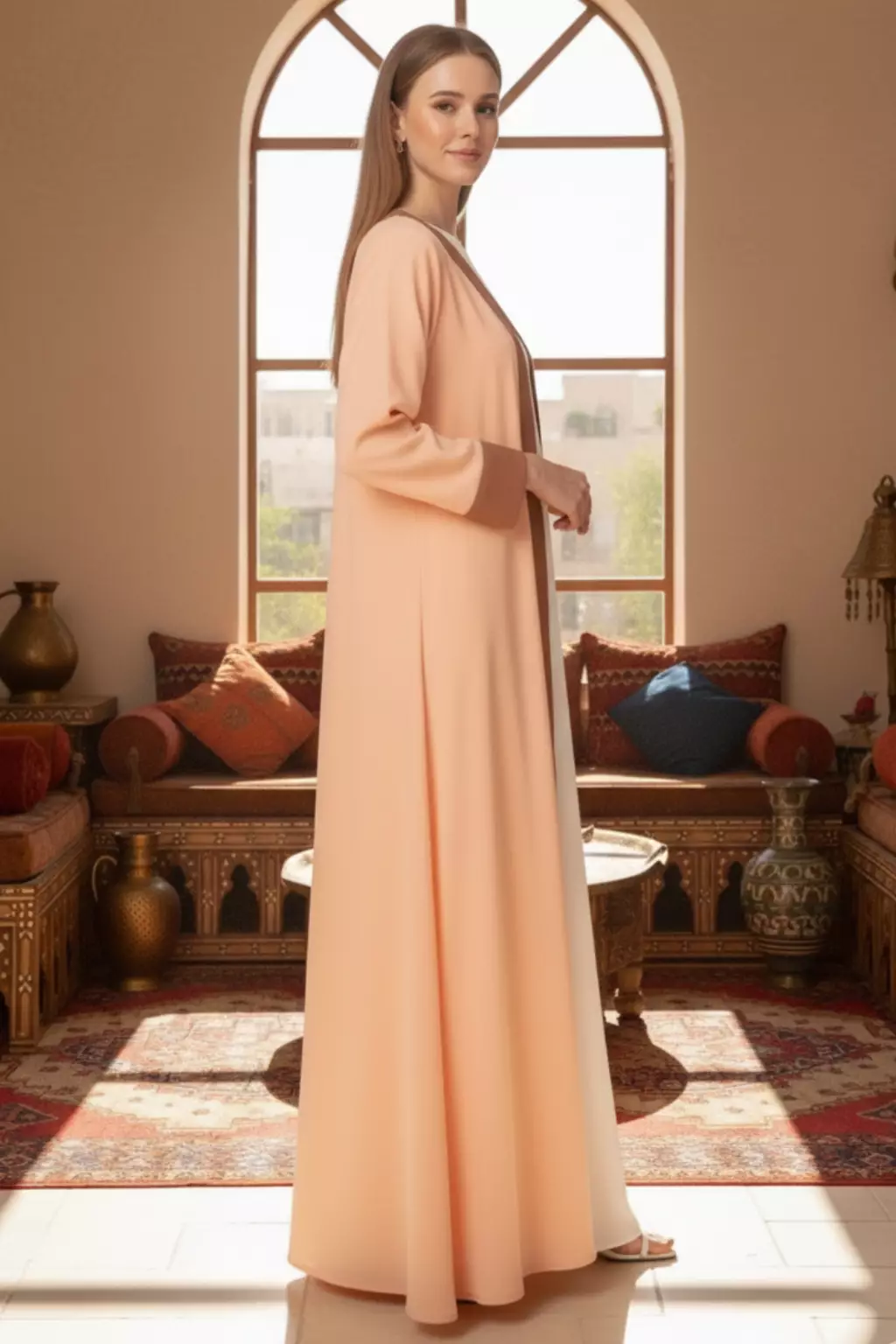 Demure Studio - ABAYA IN TANGERINE ORANGE - DAILY WEAR OPEN ABAYA