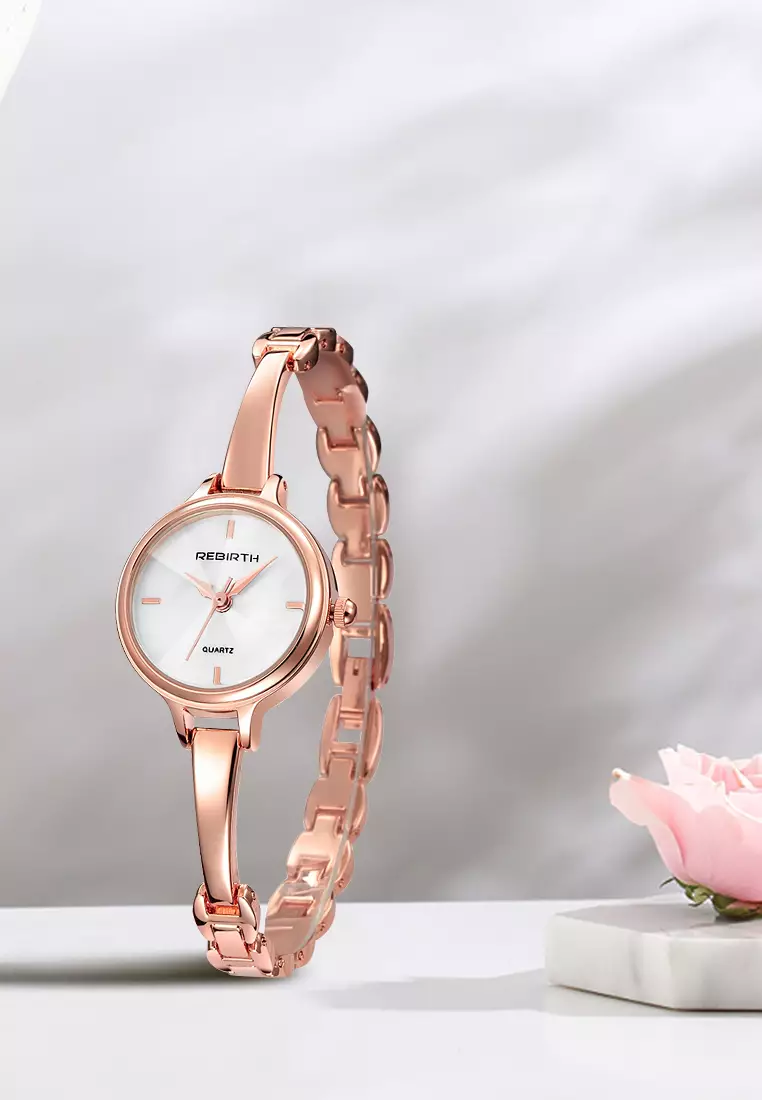 Jam Tangan Wanita fashion kasual kuarsa Tali stainless steel Anggun design