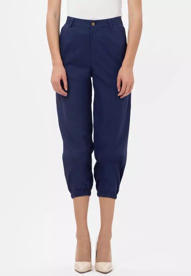 Button Joger Pants in Blue