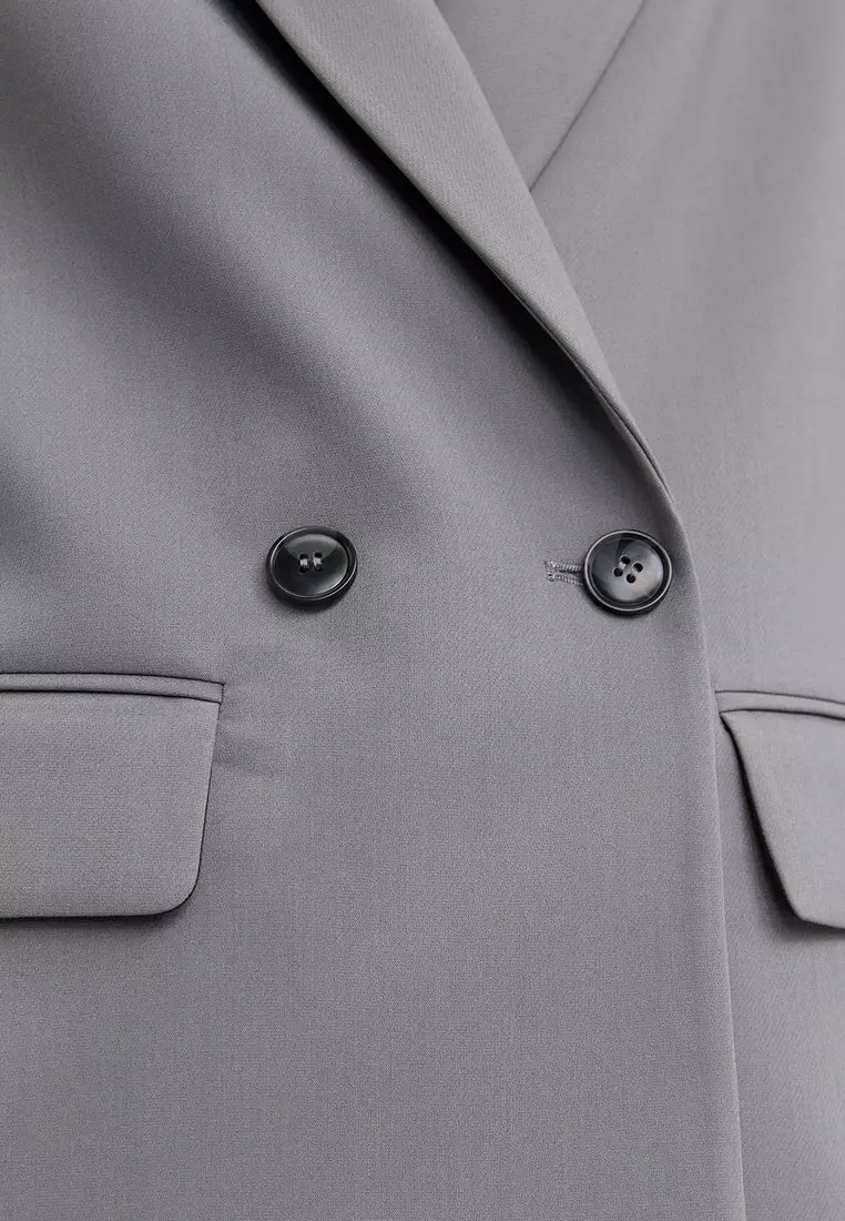 Double Breasted Blazer - Mid Grey