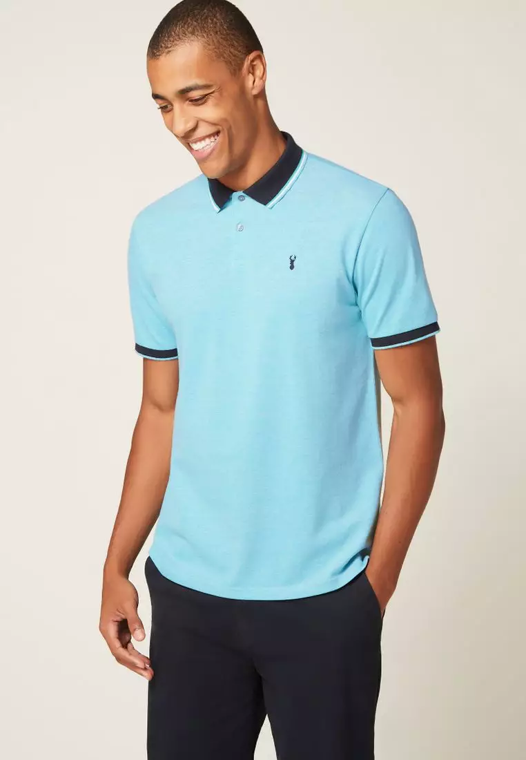 polo shirt and sweatpants