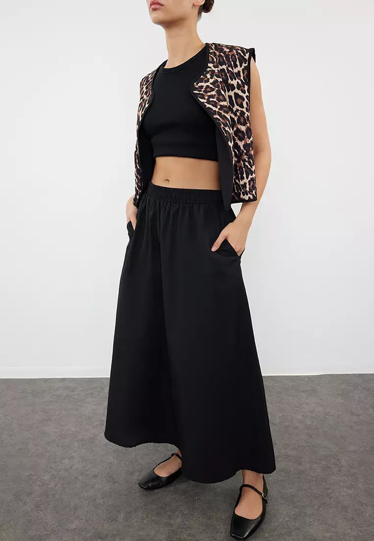 Black A-Line Maxi Length Skirt Tedss24Et00033