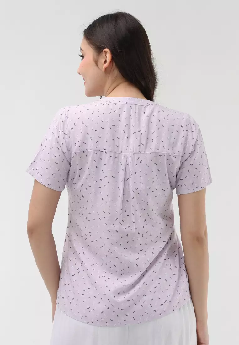 Woven Printed Rayon Short Sleeves Blouse