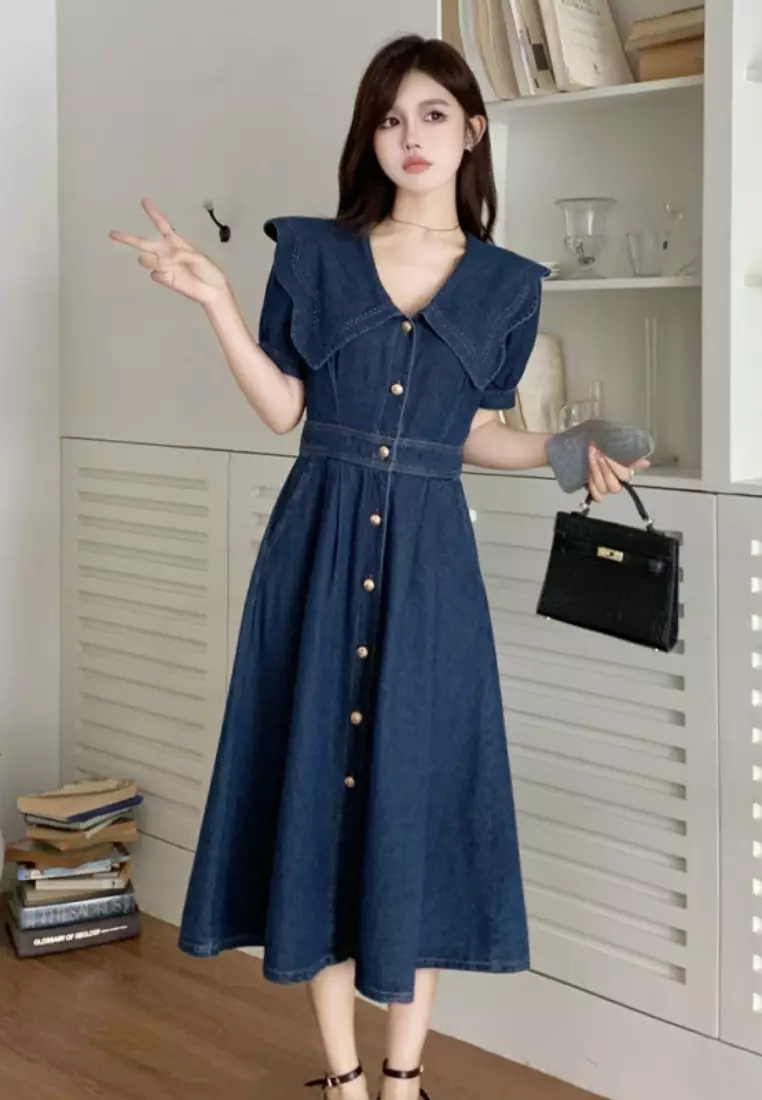 氣質簡約大碼牛仔連衣裙CA26033006BL