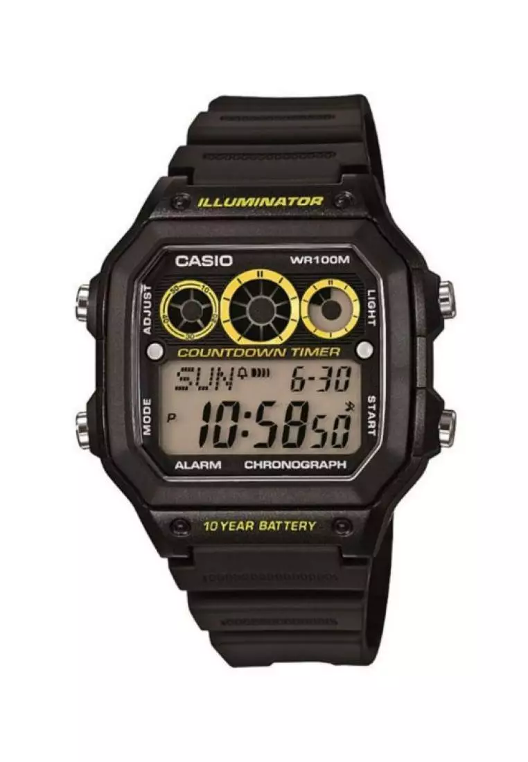 Casio Watches Casio Men's Digital Watch AE-1300WH-1AV Black Resin