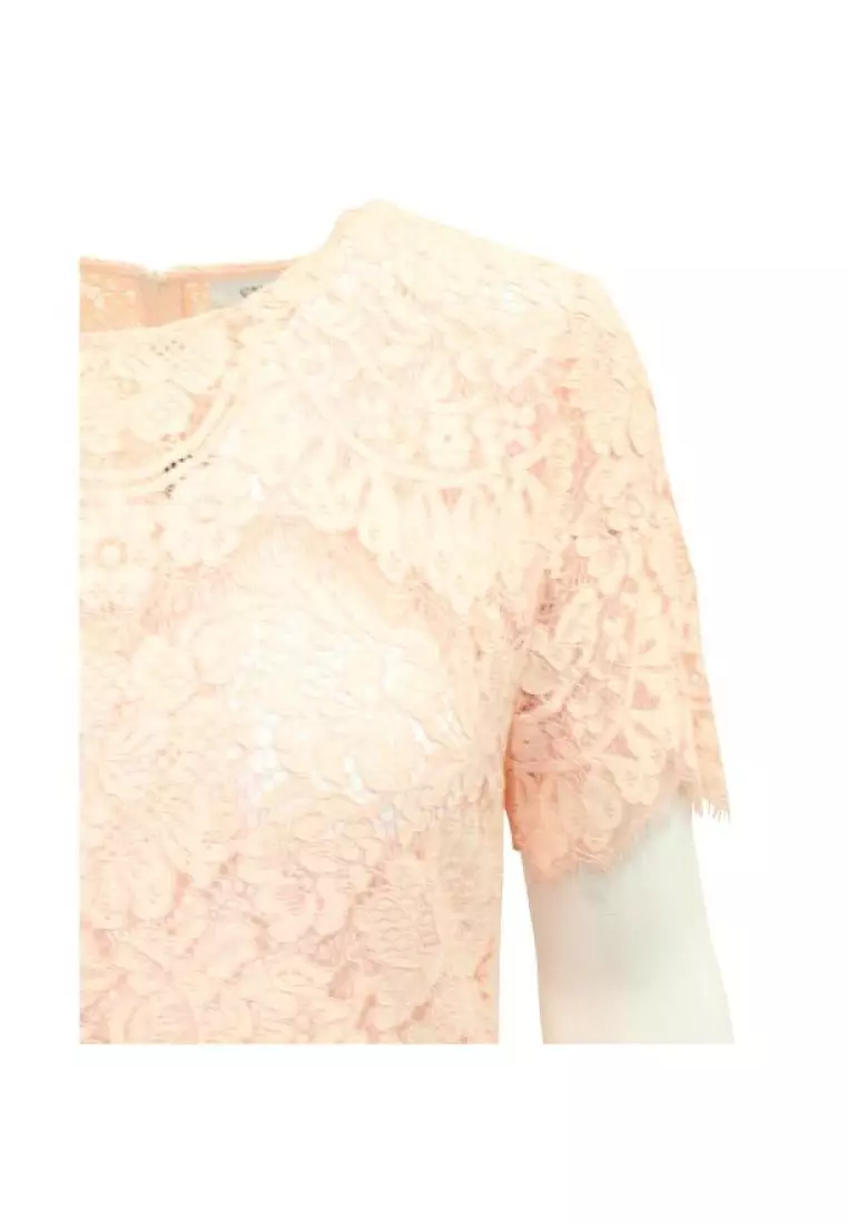 Ganni pink hotsell lace dress