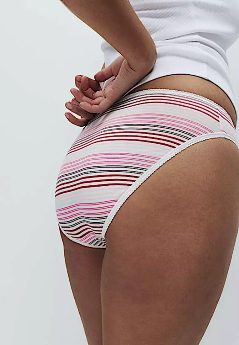 5pk Cotton Lycra High Leg Knickers